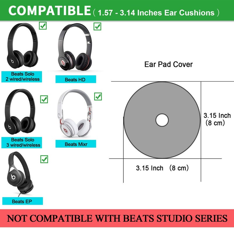 JARMOR Earpads Sweater Cover Protectors with Knit Fabric for Beats Solo 3/2, Solo HD/Mixr/EP Headphones and Other Headsets with 1.57-3.14 Inch Ear Cushions [ 2 Pairs ] (Grey) - Image 2